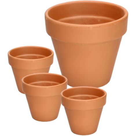 Set of 4 terracotta flower pots - 13 cm - with rim - for indoor and garden use (1/5)