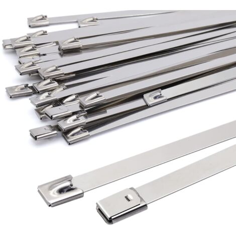 200  7.9mm Metal Cable Ties, Silver Stainless Steel Cable Ties Heavy Duty Cable Ties Pack of 100