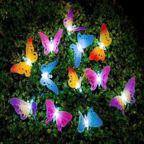 Butterfly Solar String Lights, Waterproof 5m 20 LED Outdoor Lighting, Suitable for Garden, Yard or Lawn, Party Decorative Lights, Christmas Decoration