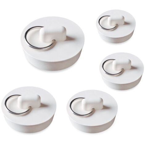 NITAIUN 5 Pieces Bathtub Stopper Rubber Sink Plug 5 Sizes White Sink Drain Plug Set Sink Stopper for Bathtub, Kitchen Bathroom (1/5)