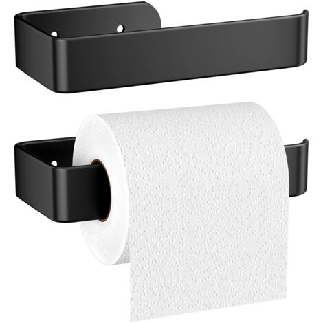 Piece 16CM Toilet Paper Holder Aluminum Alloy Matte, Wall Mounted Toilet Paper Holder Drilling with Fixed Screws, Stable Toilet Paper Holder Dispenser Black (1/5)