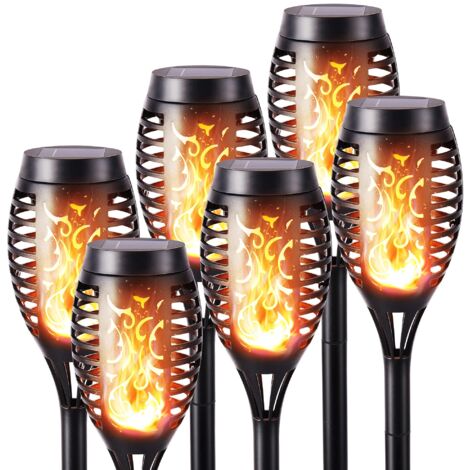 Solar Flame Lights Outdoor - 6 Pack Waterproof Solar Decorative Lights, Solar Flickering Flame Lights for Decoration, Garden, Patio, Path, Lawn