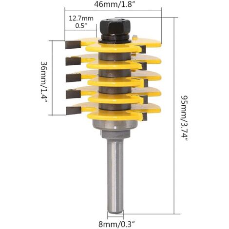 Stacking Slot Router Bit Cutter, 8mm Shank 1/2 Inch Cutting Depth ...