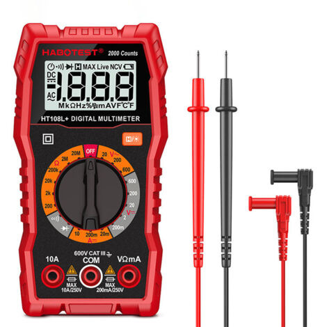 Digital Multimeter, Digital Multimeter, 2000 Counts Multifunction Voltmeter, Electrical Tester, Ohmmeter, Measures AC/DC Voltage, DC Current, Resistance, Continuity, Diode (1/5)