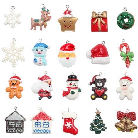 20 Pieces Resin Accessories Christmas Miniature Pendant DIY Christmas Gifts Party Decoration Christmas Pendant for Christmas Tree Party Decoration DIY Jewelry (1/5)