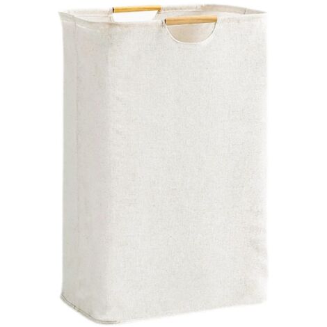 Beige Laundry Basket 40×56×27 cm, Large Capacity Foldable Laundry Basket Oxford Fabric with Wooden Handle, Laundry Hamper for Bedroom Living Room Children's Room Bathroom and Travel (1/5)