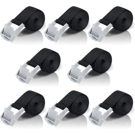 1M Tie Down Strap, 8 Pieces Ratchet Strap with Zinc Alloy Buckle for Motorcycle/Car/Bike Rack/Luggage Securing (1/5)