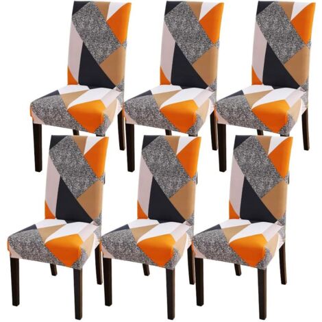 Stretch Chair Covers 6 Pieces, Washable Removable Dining Room Chair Slipcovers for Dining Room Modern Wedding Bouquet, Hotel, Restaurant Decor