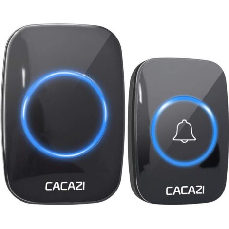 CACAZI Wireless Doorbell Waterproof 300M 60 Music Switching, 5 Volume Levels, Smart Doorbell Battery Powered 110V-220V