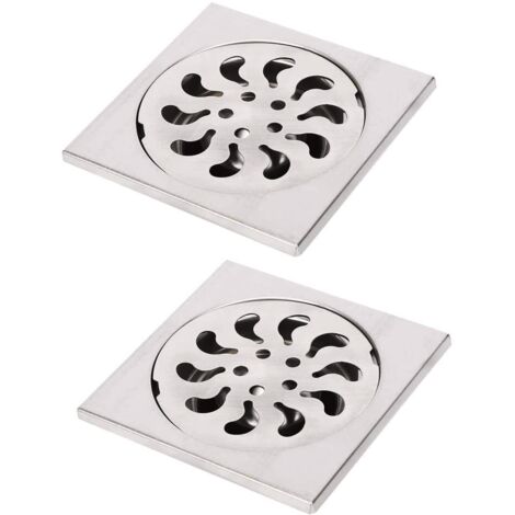 2pcs Stainless Steel Floor Drain, Square Shower Grate Shower Filter Shower Drain Hair Catcher for Bathroom, 90x90x30mm (1/5)