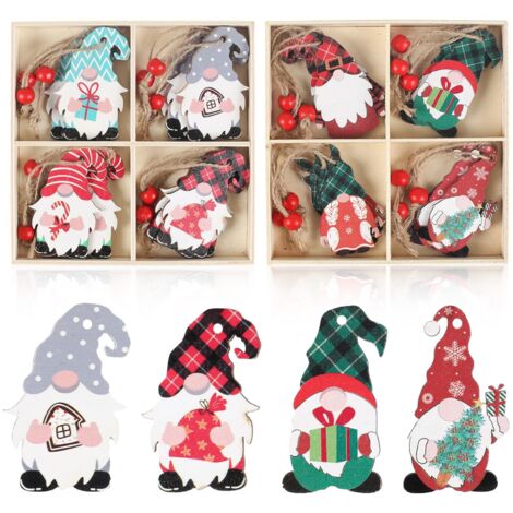 24 Pieces Christmas Decorations Tree Hanging Decoration Christmas Tree Wooden Gnomes Christmas Tree Ornaments Cute Gift Crafts for Christmas (1/5)