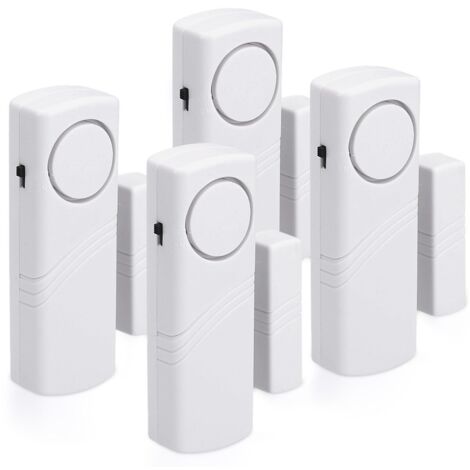 Door and Window Alarm - Pack of 4 Wireless Intruder Alarms - Home Security Against Burglary - Magnetic Operation - 90 dB
