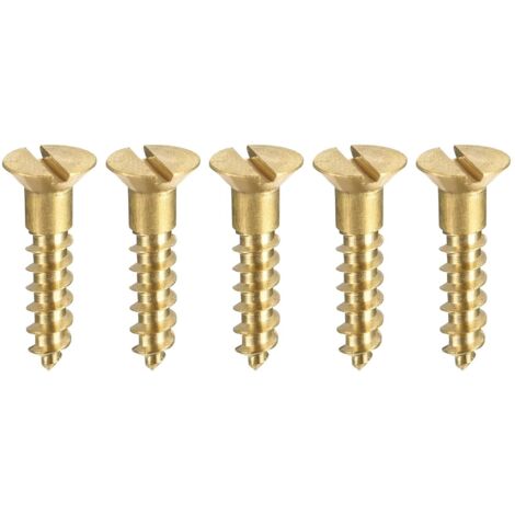 100pcs M3.5 x 16mm Slotted Flat Head Brass Wood Screws (1/5)