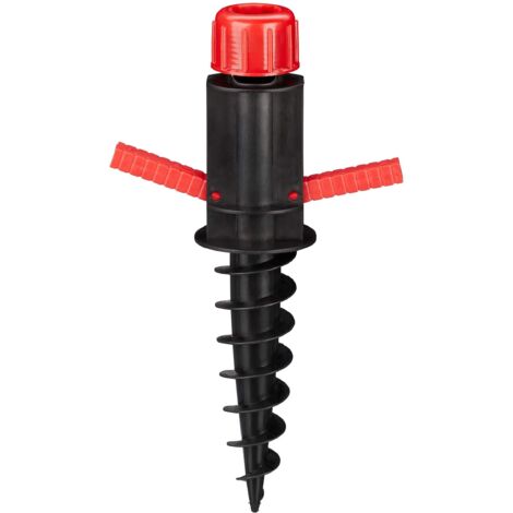 Black Base, Parasol Holder, Screw Mount, Ground Socket, Diameters 19-32 mm, Camping, Beach, Red (1/4)