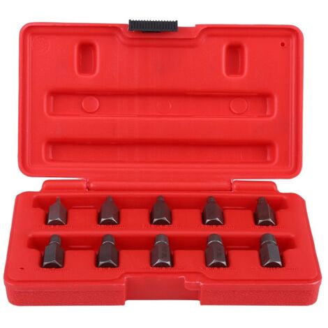 10pcs 3.2-10.3mm Multi-Flute Hex Head Screw Extractor Set for Removing Rust Damaged Screws (1/5)