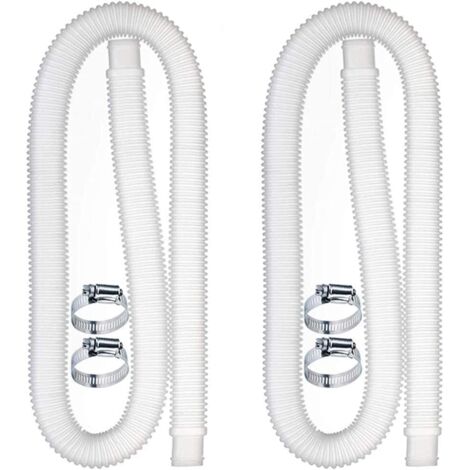 2PCS Swimming Pool Replacement Hose, Filter Pump Hose Accessories with 4 Metal Clips (1/5)
