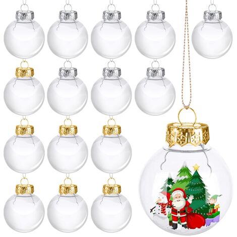 Transparent Christmas Ball to Fill, Set of 16 Plastic Christmas Balls DIY Christmas Tree Ball in Acrylic 6 CM Plastic Sphere for Christmas Balls Christmas Tree Decoration or Wedding Ornaments (1/5)