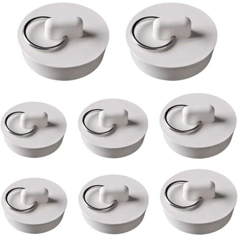 8 Pieces Bathtub Stopper Universal Bathtub Stopper Bathtub Stopper Rubber Sink Plug Kitchen Sink Drain Stopper Set White (1/4)