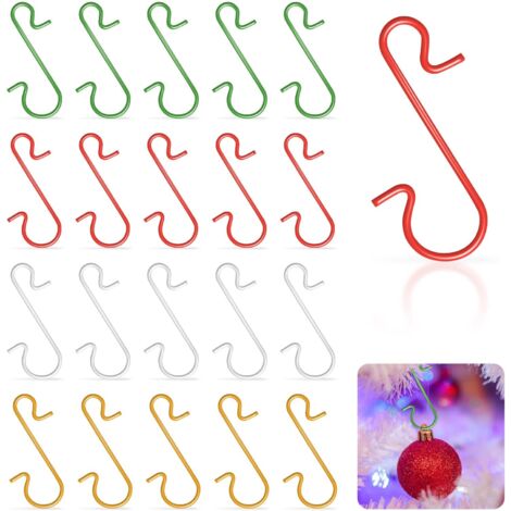 120 Pieces Christmas Ball Hooks, Christmas Tree Hooks, Christmas Decoration Home Accessories Metal S-Shaped Mini Hangers, 4 Colors (Gold/Silver/Red/Green) (1/5)