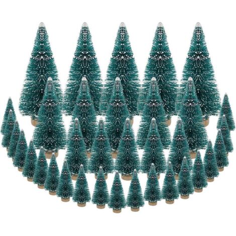 35Pcs Christmas Tree, Artificial Christmas Tree Mini Sisal Trees with Wooden Base Ideal for Christmas Decoration, Bedroom, DIY, Party - 4 Sizes (1/5)