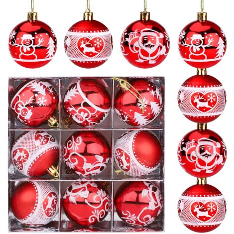 Pieces Christmas Balls, 60mm Christmas Ball Decorations Christmas Tree Decor Shatterproof Red Balls Decorative Hanging Ball Ornaments for Christmas Tree Wedding Party Decor (Red) (1/5)