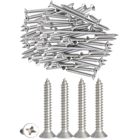 100pcs M4 Stainless Steel Self Tapping Screws Phillips Flat Head Screws DIY Wood Screws (100PCS M4 x 30mm) (1/5)