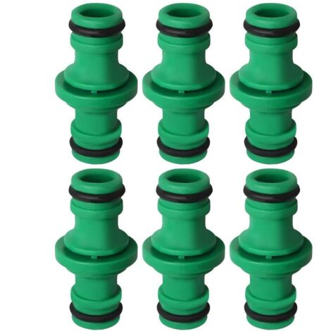6 Pieces Double Hose Connector, Double Male Hose Connector Plastic Pipe Fittings for Joining Garden Hose Tube (Green)
