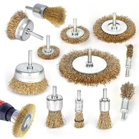12 Pieces Wire Brush for Drill, Wire Brush Set, Polishing Brass Brush, Wire Brush Set for Screwdriver Drill for Cleaning Rust Corrosion (1/5)