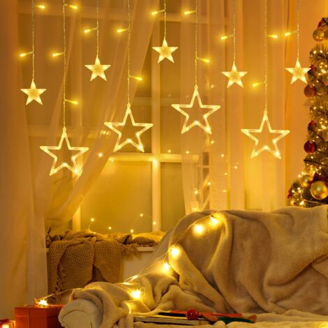 Star Curtain Lights, Star Curtain Lights 8 Lighting Modes, Indoor and Outdoor Waterproof Christmas Decoration, Window Balcony Decoration (Warm Color) (1/5)