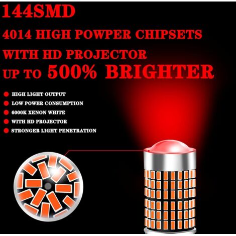 2x 6V LED Bulbs - Red 1156 BA15S P21W For Classic Cars, Motorcycles (6 SMD 5050)