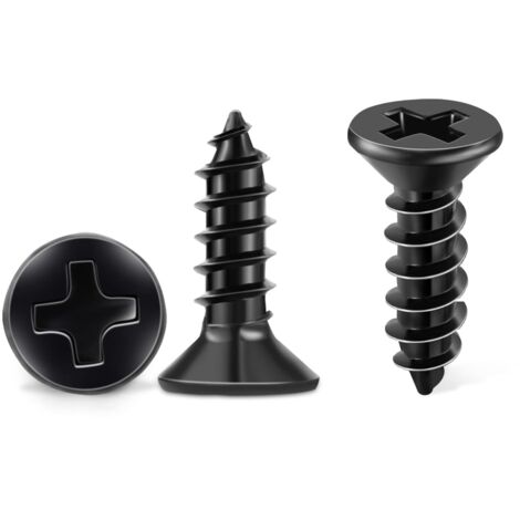 100 PCS Stainless Steel Screws 18-8 A2 Cross Countersunk Head PH Ø 4 x 10 mm Black Pack of 100 Self-tapping Screws, Stainless Steel Black Oxide DIY Wood Screws M4 (1/5)