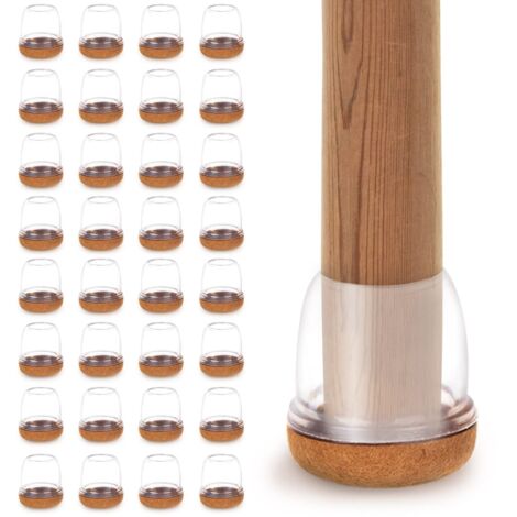 32 Pieces Felt Chair Leg Protectors, Clear Silicone Chair Leg Caps, Suitable for Round Legs with Diameter of 14-19mm, Protect Floor from Scratches and Noise (1/5)