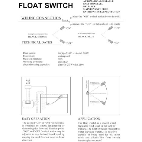 2M Float Switch Automatic Water Level Control, Level Regulator with ...