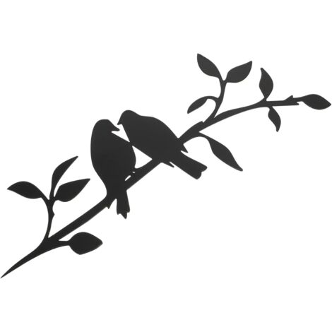 30 x 12.5 cm Birds on Branch Metal Art Wall Decor Iron Bird Metal Wall Sculpture Bird Art Wall Decor for Indoor Outdoor Home Garden (1/5)