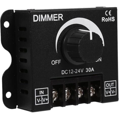 Wide Range Dimming Switch, ON/OFF Switch with Black Aluminum Housing, Max 30A Dimmer, Switch Controller for Single Color LED Strip (DC1224V)