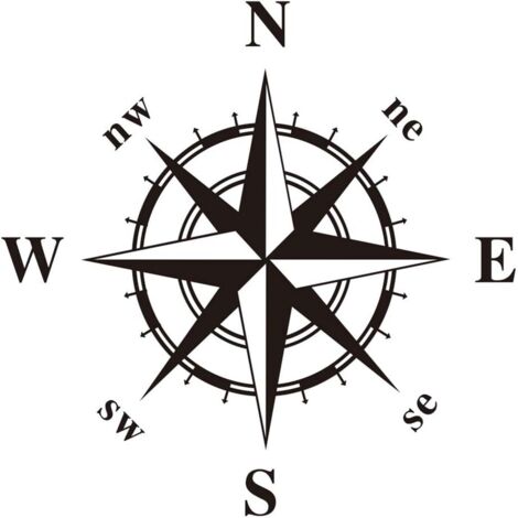 Removable Compass Wall Stickers Decals Decor for Car Boat Living Room Bedroom Decor (1/5)