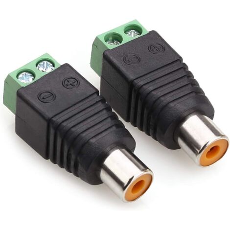 RCA Female Connector, RCA Phono Female Jack to Screw Audio/Video Connector Adapter for CCTV Security Camera (2 Pack) (1/5)