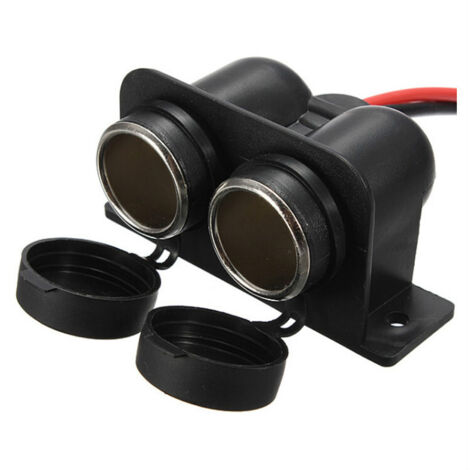 Cigarette Lighter Socket,Double Hole Waterproof Marine Grade 12V/24V DC Cigarette Lighter Socket, Outlet for Motor Cars and Boats (1/5)