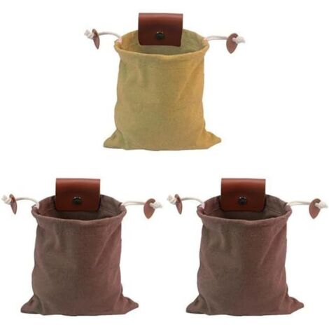 3 Set Portable PU Foraging Pouch Mini Drawstring Bag Pocket Camping Hunting Gifts for Waist Belt Pants