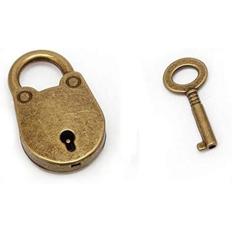 Set of 2 Mini Vintage Antique Style Key Lock with Bronze Key (Bear)