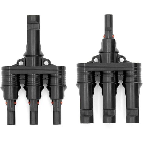 MC-4 Connector, Male/Female Solar Panel T Connector MC-4 PV Branch Parallel Clip Plug Solar Energy Adapter Splitter Coupler Combiner (M/3F, F/3M) (1/5)