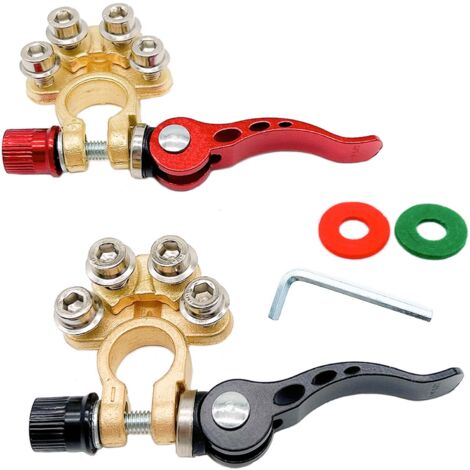 Car Battery Terminal Connector Quick Release Positive and Negative Battery Terminal - 2 Pieces Battery Terminal for Cars, Trucks, Buses - Red and Black (1/5)