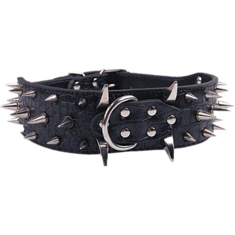 PU Leather Studded Dog Collar Anti-Bite Collar for Large Dogs(Length: 61cm Width: 5cm)