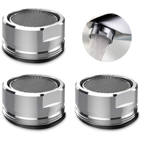 3 Pieces Faucet Aerator, Faucet Filter Faucet Aerator with Sealing Gasket for Kitchen, Bathroom - Silver (Outer Diameter 24MM) NPTERBL (1/5)