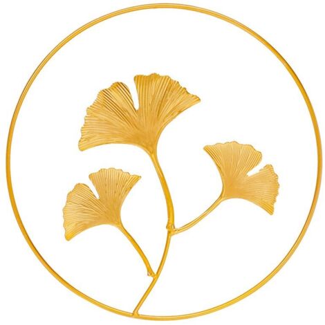 2 Pcs Metal Wall Decor Ginkgo Leaves Leaves Decoration and Palm Wall Decor Round Wall Decor (1/2)