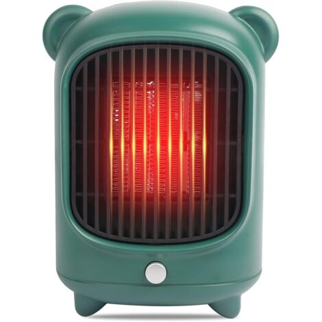 Green Portable Ceramic Electric Heater Fan PTC Small Ceramic Heater Mini Fan Heater with Adjustable Thermostat 500W EU Plug Overheat Protection