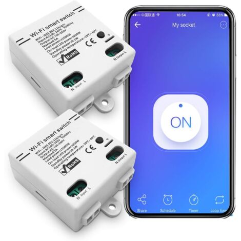 WiFi Smart Switch Intelligent Universal Wireless Remote Control Voice Control with Timer DIY Switch 2.4G WiFi Remote Switches Compatible with Alexa, Google Assistant, IFTTT(2 Packs)