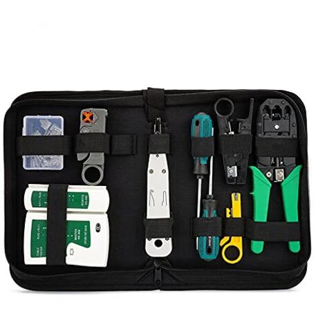 Network Repair Tool Kit Crimping Tool Cable Tester Connectors Crimper Tool Suitable for DIY Computer for RJ45 RJ11 Cat5e Cat 6 Cable Tester