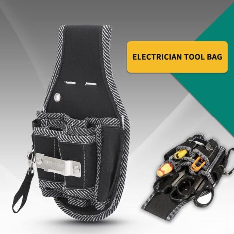 NUOBESTY Canvas Tool Waist Pouch – Multifunctional Belt Bag With 6 Pockets For Electricians, Carpenters & Handymen