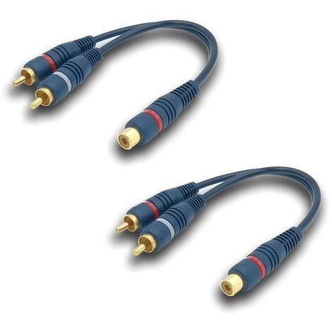 Cinch Audio Splitter Cable Adapter RCA Y Cable, 15CM RCA to JACK Cable 1 Female to 2 Male RCA Cable for Subwoofer, Phono, AV, Audio, Car Subwoofer (RCA Y Cable, 2Pack, Blue) (1/5)